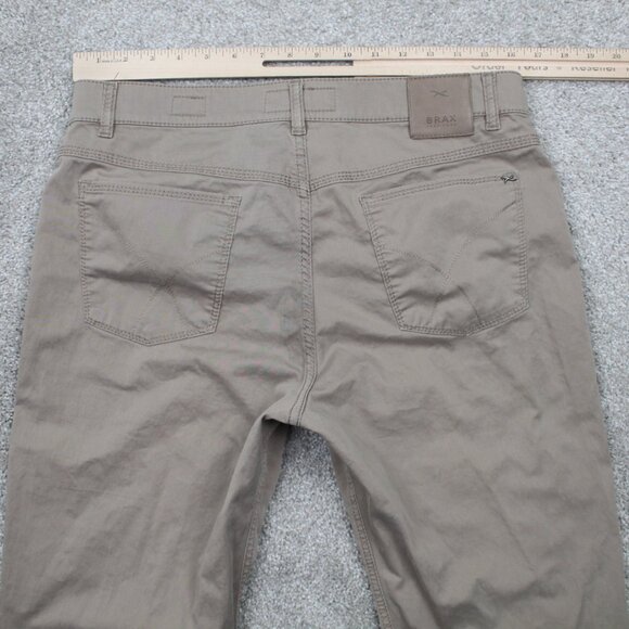 Brax Pants Mens 34x28 Beige Cooper Fancy Chino 5-Pocket Straight leg Stretch - Picture 7 of 16